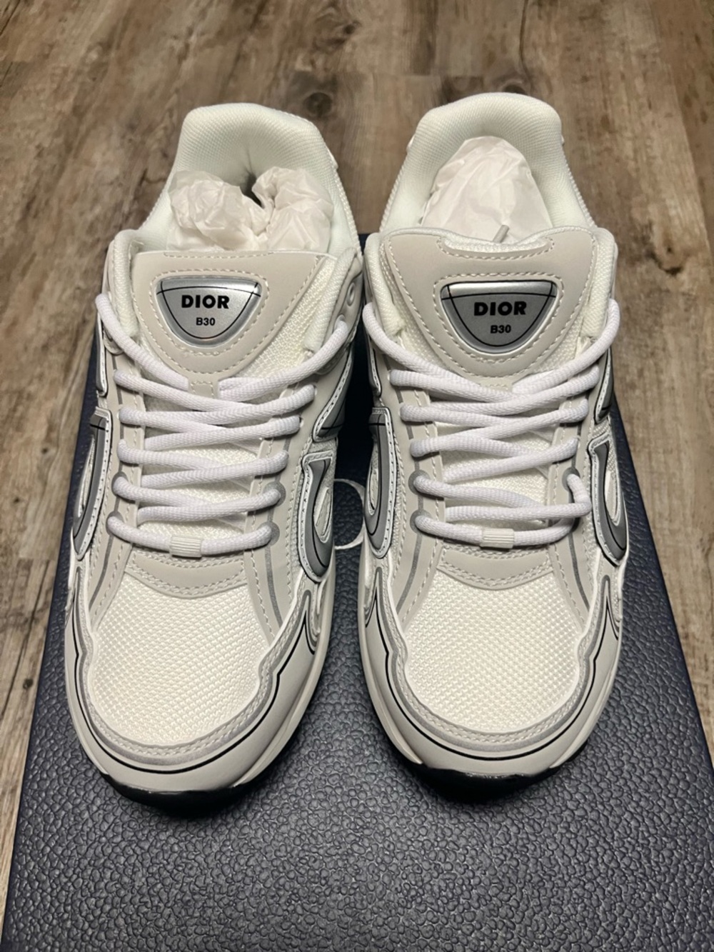 Dior B30 White Silver Lace-Up Sneakers